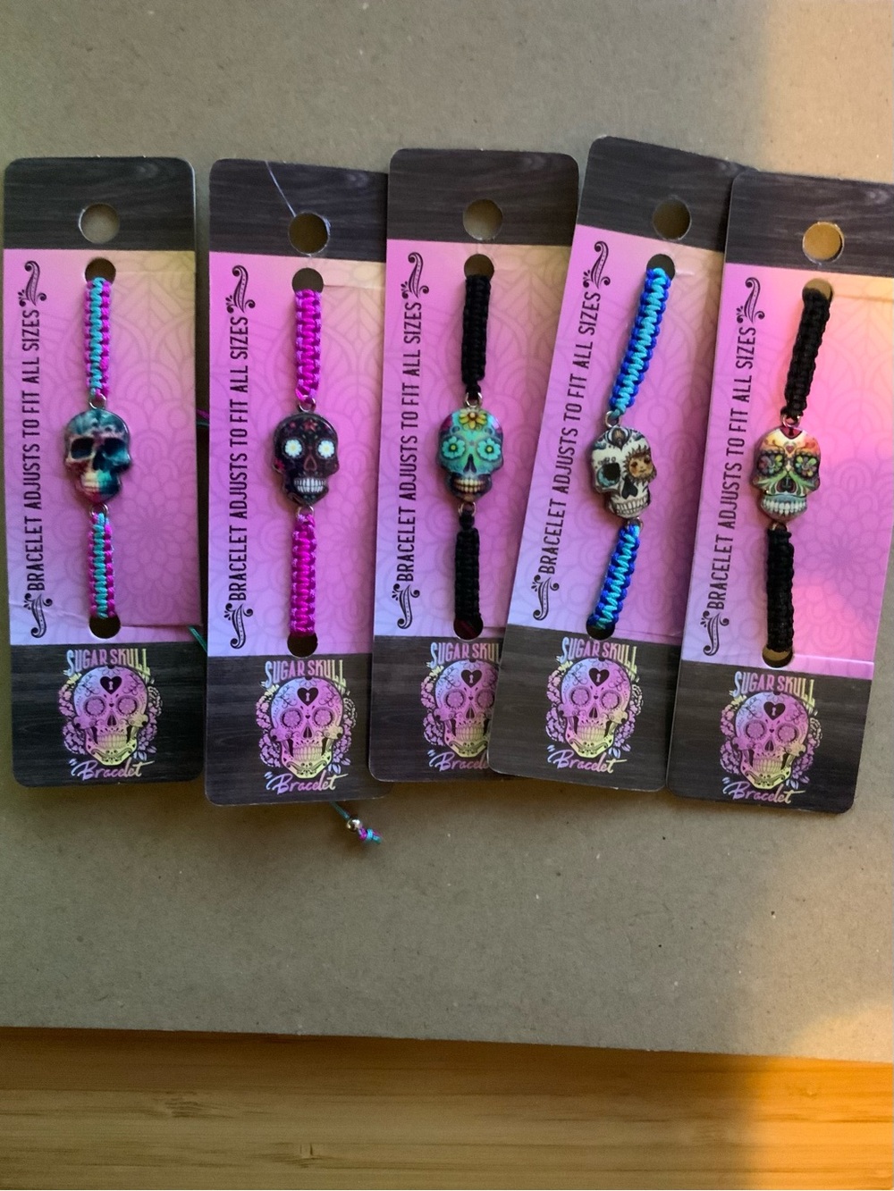 Adjustable sugar skull Bracelet - 5 pieces